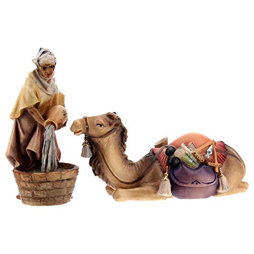 Liegender Kamel mit Kameltreiber 10cm Mod. Original Grödnertal Holz von Holyart