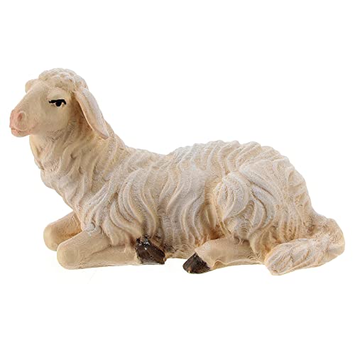Schaf liegend Kopf Links Grödnertal Holz für Krippe Rainell 11cm von Holyart