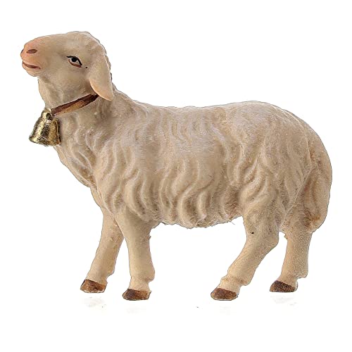 Schaf mit Klingel 10cm Mod. Original Oastore Grödnertal Holz von Holyart