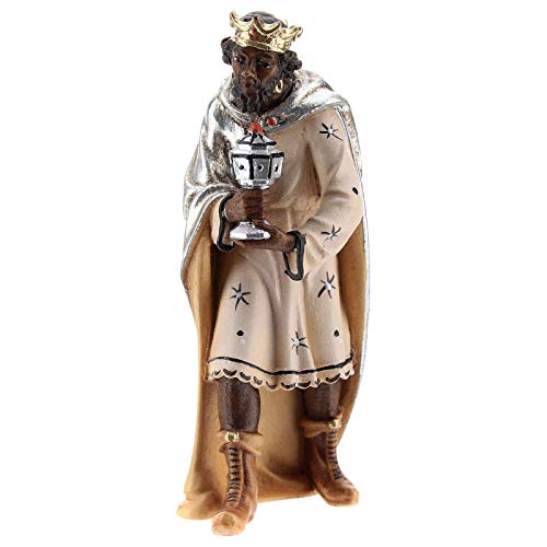 Schwarzer König für Krippe Kostner Grödnertal Holz 12cm von Holyart