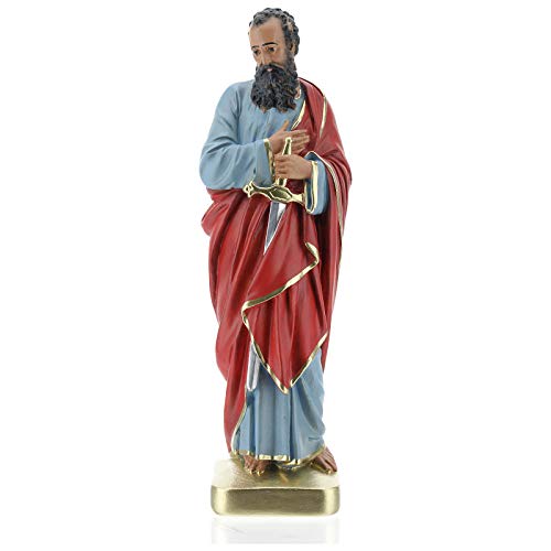 Statue aus Gips Heiliger Paulus handbemalt von Arte Barsanti, 30 cm von Holyart