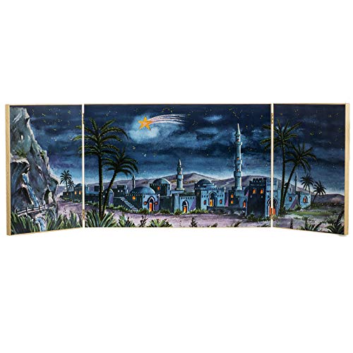 Triptychon aus Holz: Hintergrund Krippe arabische Landschaft 34x102 cm von Holyart