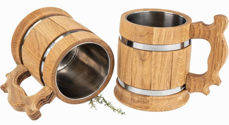 Holz Frank Bierkrug Bierkrug aus geölter Eiche mit Metallreifen & Edelstahleinsatz ca.0,5L, Eiche und Edelstahl Holz Frank Bierkrug Bierkrug aus geölter Eiche mit Metallreifen & Edelstahleinsatz ca.0,5L, Eiche und Edelstahl von Holz Frank