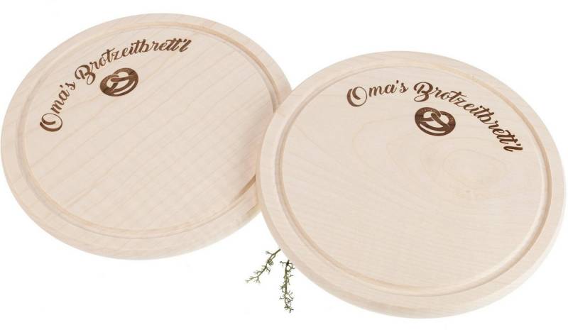 Holz Frank Frühstücksbrett Brotzeitbrett aus FSC® Ahorn 24 cm - Oma's Brotzeitbrett'l mit Breze, Holz von Holz Frank