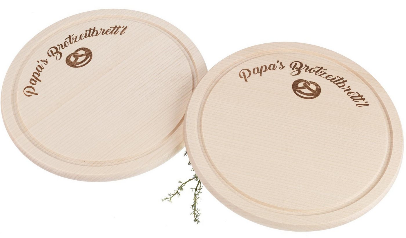 Holz Frank Frühstücksbrett Brotzeitbrett aus FSC® Ahorn 24 cm - Papa's Brotzeitbrett'l mit Breze, Holz von Holz Frank
