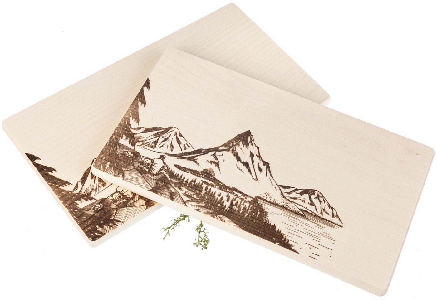 Holz Frank Frühstücksbrett Frühstücksbrett FSC® Ahorn 26 x 15 x 1,2 cm - Bergsucht Wandermotiv, Holz von Holz Frank