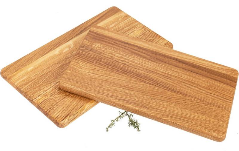 Holz Frank Frühstücksbrett Frühstücksbrettchen 4er Set aus Eiche geölt - 26 x 15 x 1,2 cm, Holz, Europäische Eiche, Maße ca. 26 × 15 × 1,2 cm, Mit Bio Leinöl behandelt von Holz Frank