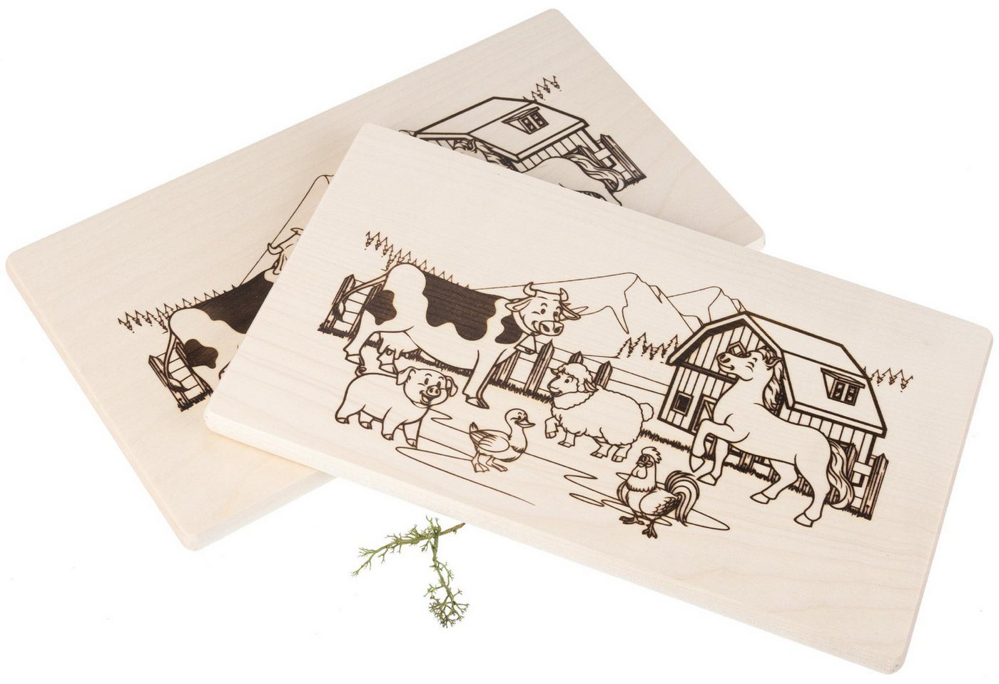 Holz Frank Frühstücksbrett Kinder Frühstücksbrett Bauernhof mit Tiere malbar FSC® Ahorn 26x15 cm, Holz von Holz Frank