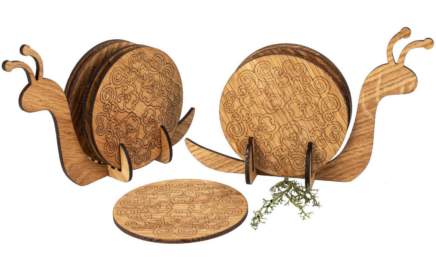 Holz Frank Glasuntersetzer Glas Untersetzer 6er Set aus Eiche geölt mit geometrischen Motiv, 7-tlg., Massivholz Eiche Holz Frank Glasuntersetzer Glas Untersetzer 6er Set aus Eiche geölt mit geometrischen Motiv, 7-tlg., Massivholz Eiche von Holz Frank