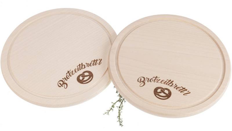 Holz Frank Schneidebrett Brotzeitbrett aus FSC® Ahorn 24 cm - Brotzeitbrett'l mit Breze, Holz, (1-St) von Holz Frank