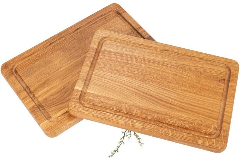 Holz Frank Schneidebrett Schneidebrett rechteckig mit Saftrille aus Eiche geölt 30 x 20 x 2 cm, Holz, (1-St) von Holz Frank