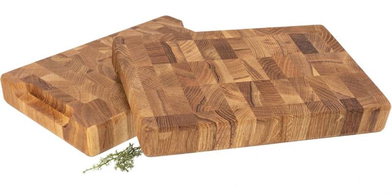 Holz Frank Schneidebrett Stirnholz Hackblock aus Eiche, 30x20x4 cm mit Griffmulden, Holz, (1-St) von Holz Frank