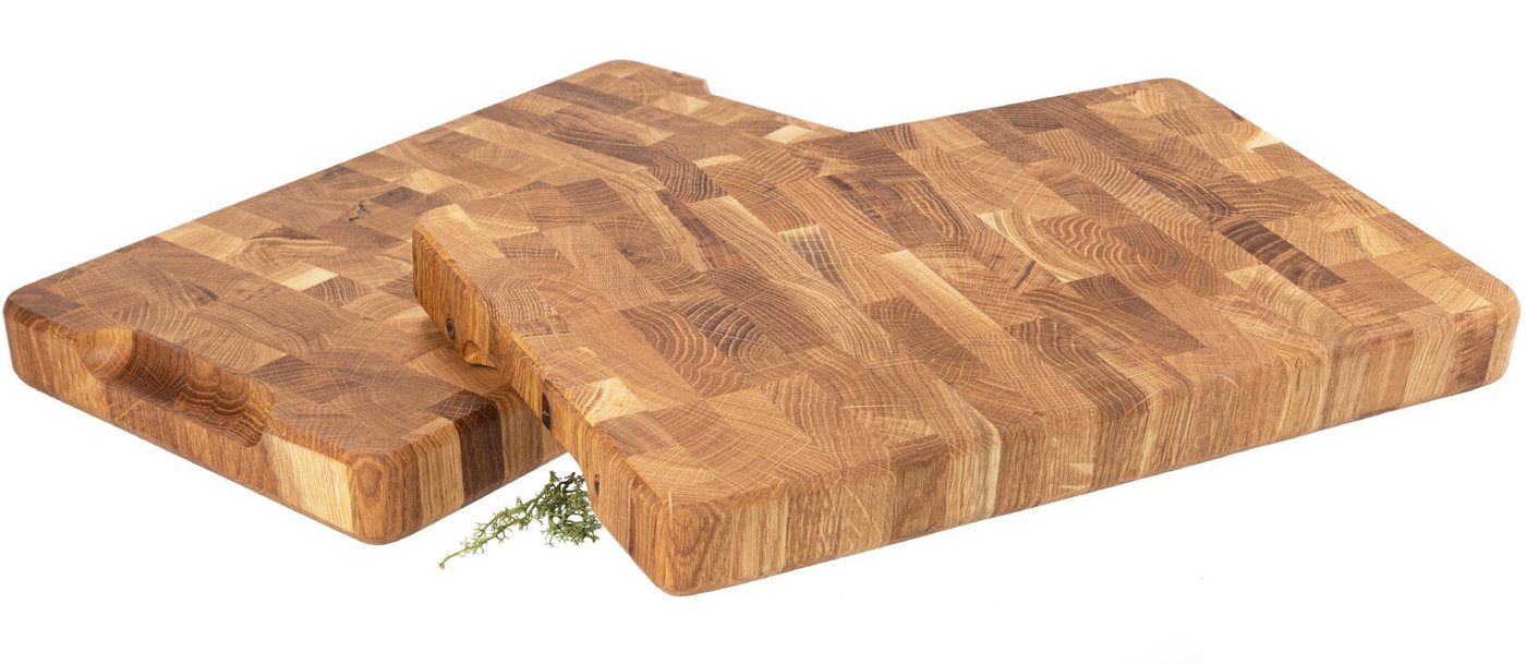 Holz Frank Schneidebrett Stirnholz Hackblock aus Eiche, 50x30x4 cm mit Griffmulden, Holz, (1-St) von Holz Frank