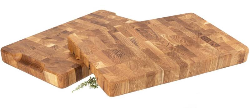 Holz Frank Schneidebrett Stirnholz Hackblock aus Eiche, 50x30x4 cm mit Griffmulden, Holz, (1-St) von Holz Frank