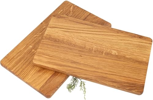 Schneidebrett aus europäischer Eiche geölt 2er Set - 30 x 18 x 1,5 cm von Holz Frank