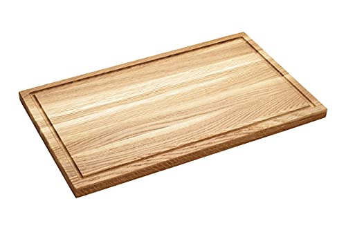 Holzschneidebrett rechteckig Eichenholz, Schneidebrett für die Küche, aus robuster Eiche, mit Saftrille (Groß 50 x 30 cm) von Holz-Leute