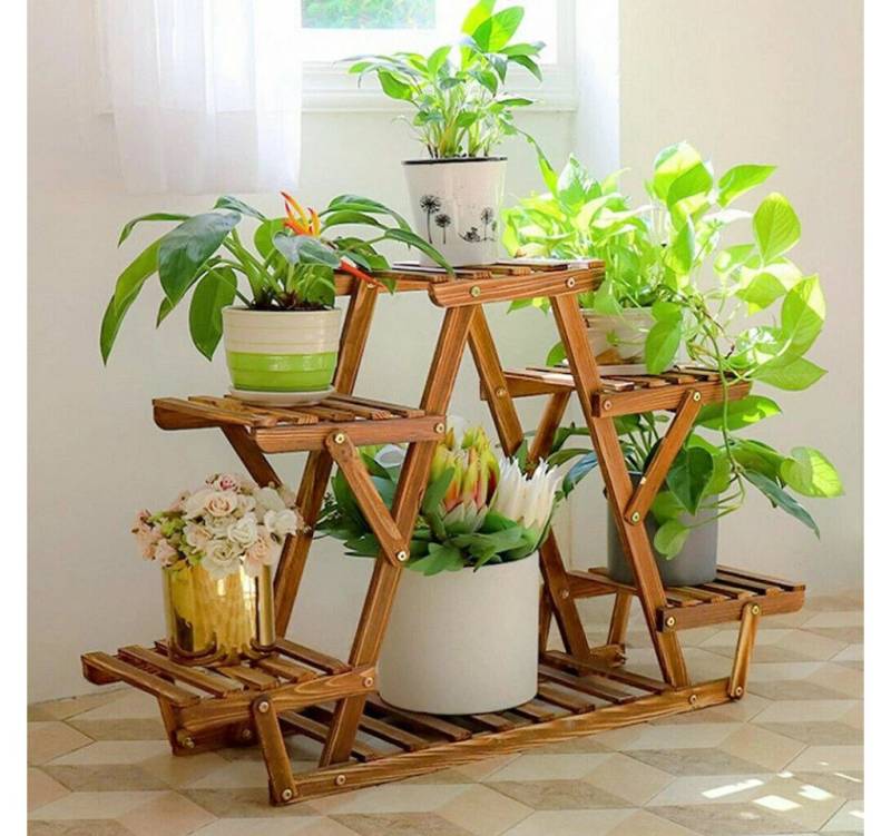 Holz Lichter Pflanzentreppe Pflanzenregal aus Holz 5 Ebenen, Blumenständer Kiefernholz 71×25×58 cm (Blumenhalter, Dekoregal Garten), modern, wetterfest, stabil, langlebig von Holz Lichter