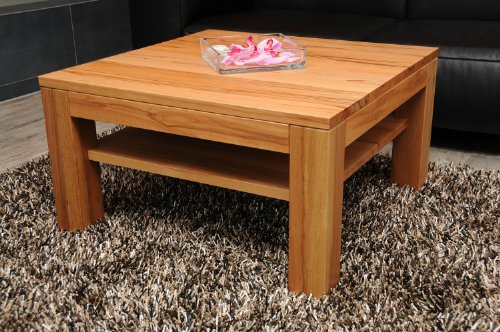 Holz-Projekt-Summer Couchtisch Kernbuche 80x80 cm Zarge bündig mit Ablage/Echtholz/Massivholz/Höhe 42 cm von Holz-Projekt-Summer