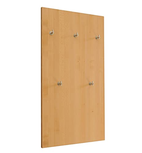 Holzprojekt-Summer Wandgarderobe Flurgarderobe Garderobenpaneel Massivholz Buche mit 5 Kleiderhaken von Holz-Projekt-Summer