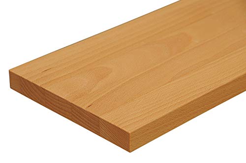 Schweberegal Wandsteckboard Regal Ablage Holz massiv mit verdeckten Trägern - Tiefe:20cm Stärke:25mm - Verschiedene Holzarten - Wandboard Livingboard Regal Wandbord (Buche, 80cm) von Holz-Projekt-Summer