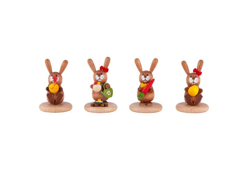 Holz- und Drechslerwaren Legler Dekofigur Hasen 4er-Set - Küken, Gießkanne, Möhre und Ei (5cm) von HoDreWa Legle von Holz- und Drechslerwaren Legler