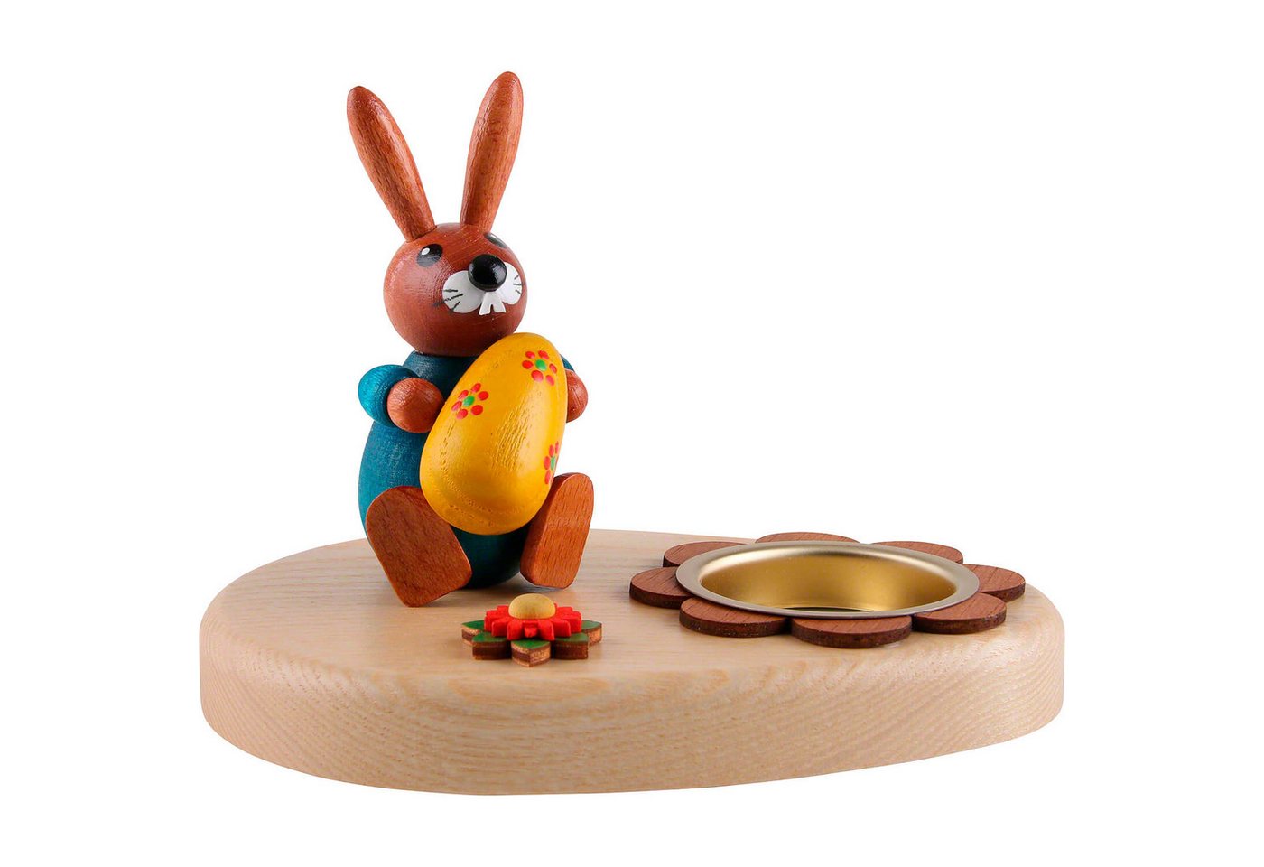 Holz- und Drechslerwaren Legler Dekofigur Teelichthalter Hase blau mit gelbem Ei (10cm) von HoDreWa Legler von Holz- und Drechslerwaren Legler