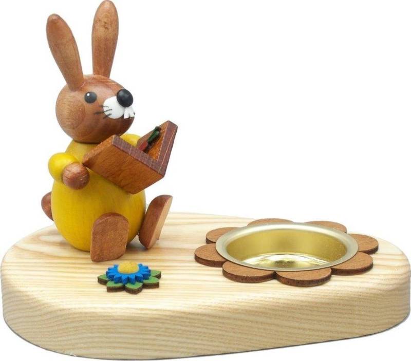 Holz- und Drechslerwaren Legler Kerzenhalter Osterdekoration Teelichthalter Hase mit Buch bunt BxHxT 10x7x7cm NEU von Holz- und Drechslerwaren Legler