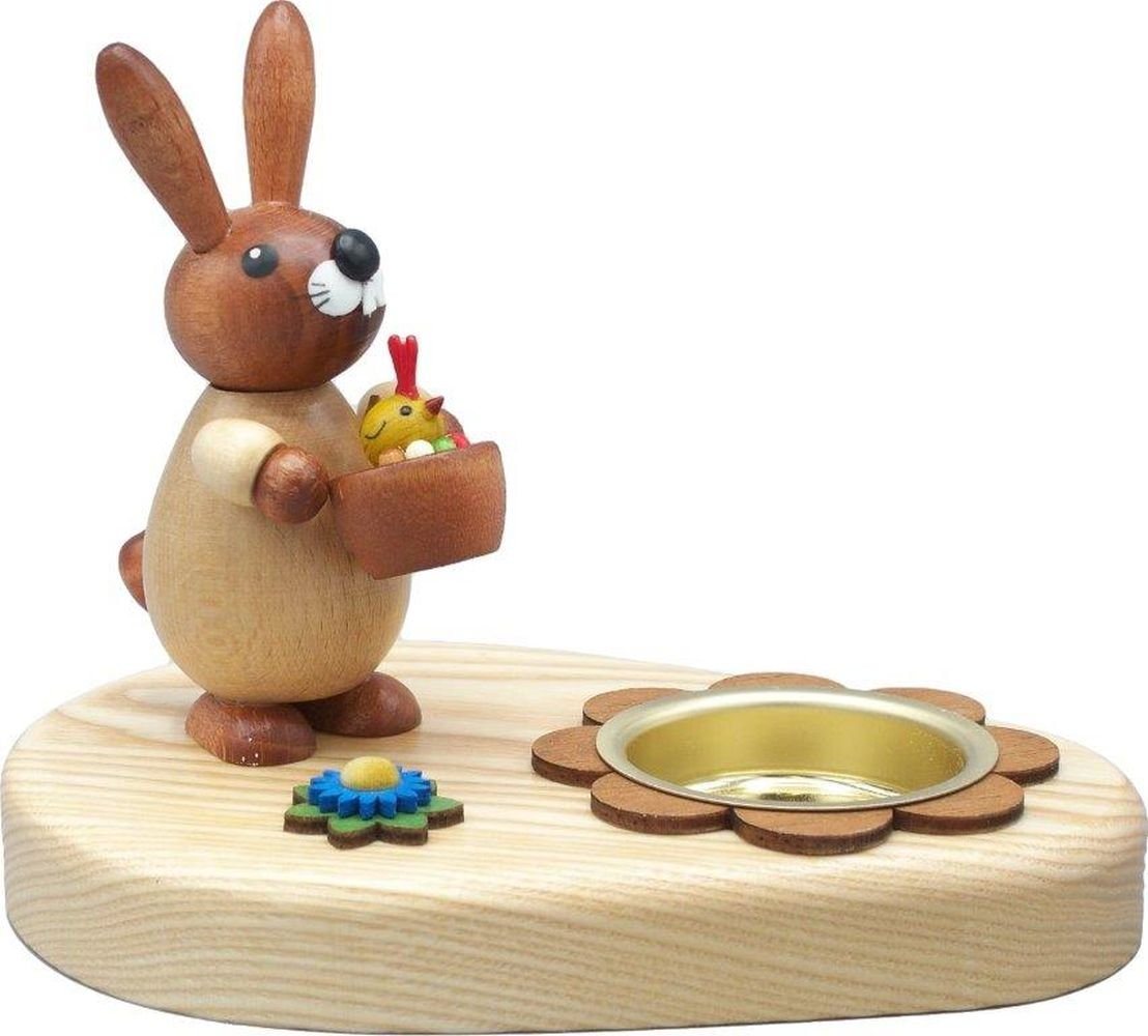 Holz- und Drechslerwaren Legler Kerzenhalter Osterdekoration Teelichthalter Hase mit Küken natur BxHxT 10x7x7cm NE von Holz- und Drechslerwaren Legler