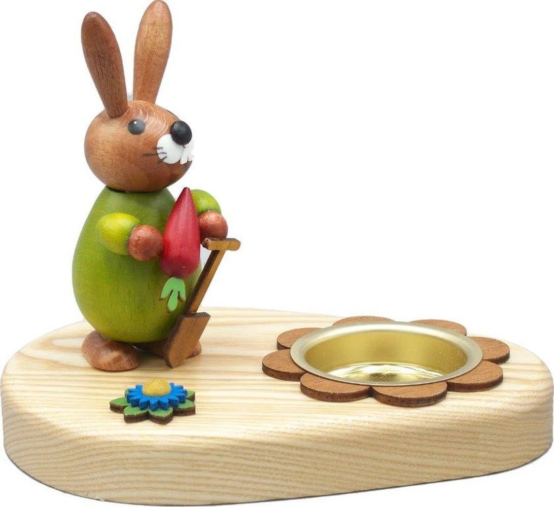 Holz- und Drechslerwaren Legler Kerzenhalter Osterdekoration Teelichthalter Hase mit Möhre bunt BxHxT 10x7x7cm NEU von Holz- und Drechslerwaren Legler