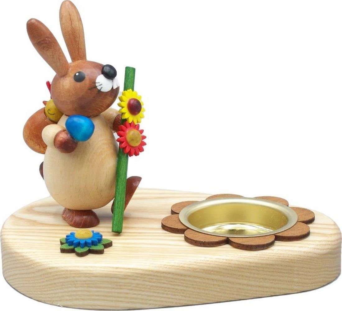 Holz- und Drechslerwaren Legler Kerzenhalter Osterdekoration Teelichthalter Hase mit Stock natur BxHxT 10x7x7cm NEU von Holz- und Drechslerwaren Legler