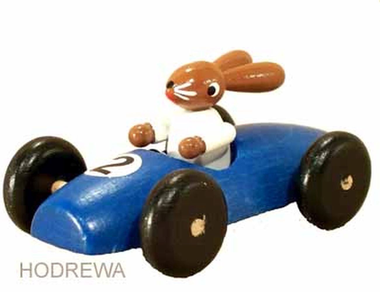 Holz- und Drechslerwaren Legler Osterhase Osterdekoration Hasenrennauto blau BxH 8x3xcm NEU von Holz- und Drechslerwaren Legler