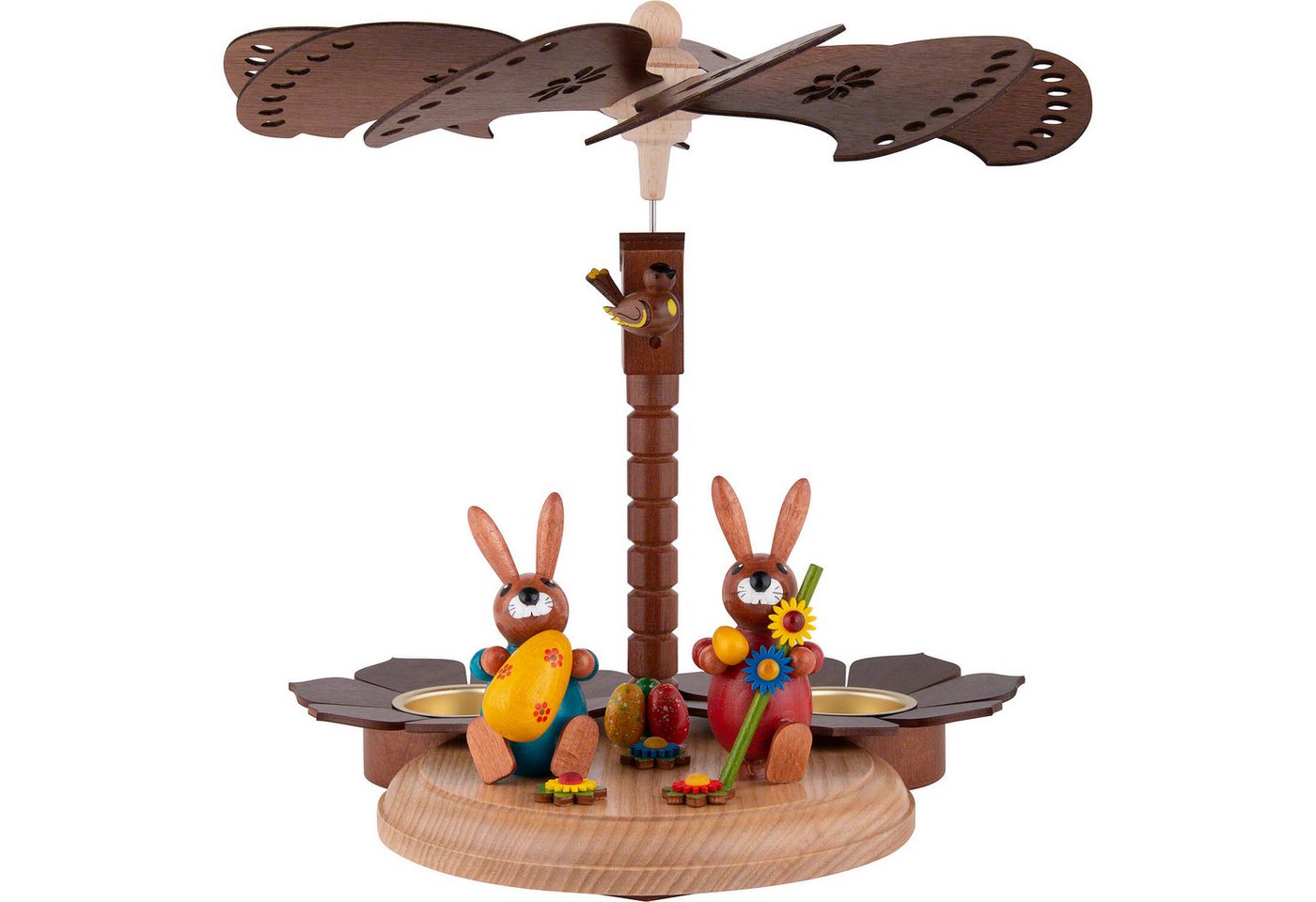 Holz- und Drechslerwaren Legler Weihnachtspyramide 1-stöckige Osterpyramide mit zwei Hasen und Ei (20cm) von HoDreWa Legl von Holz- und Drechslerwaren Legler