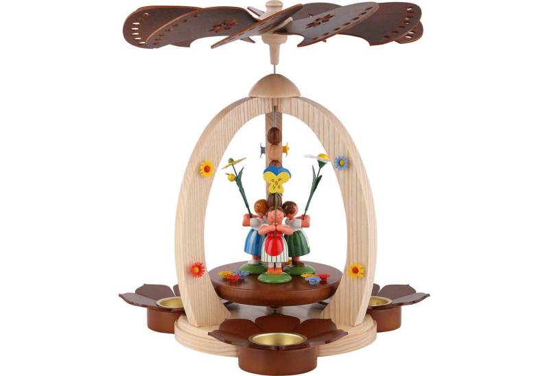 Holz- und Drechslerwaren Legler Weihnachtspyramide 1-stöckige Pyramide mit Blumenkindern - natur (30cm) von HoDreWa Legle von Holz- und Drechslerwaren Legler