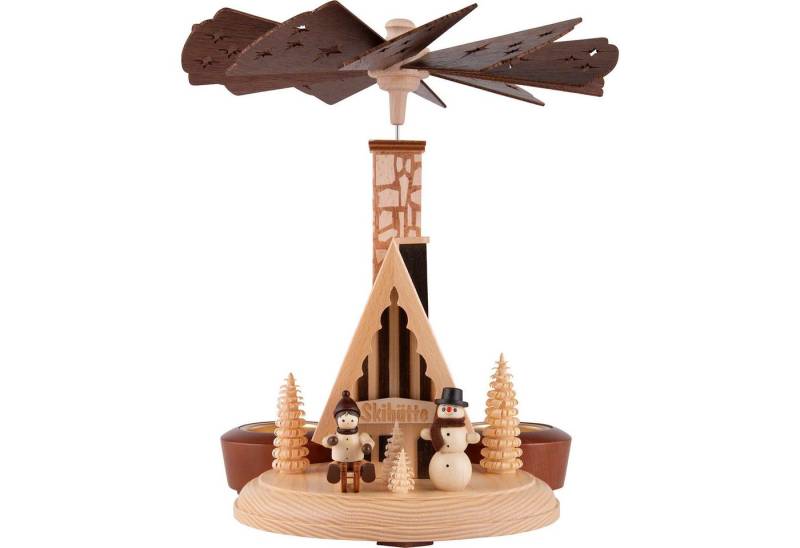 Holz- und Drechslerwaren Legler Weihnachtspyramide 1-stöckige Räucherpyramide Skihütte (26cm) von HoDreWa Legler von Holz- und Drechslerwaren Legler
