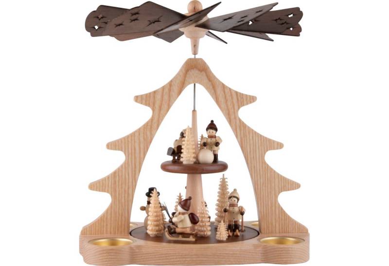 Holz- und Drechslerwaren Legler Weihnachtspyramide 2-stöckige Pyramide Winterkinder (28cm) von HoDreWa Legler von Holz- und Drechslerwaren Legler