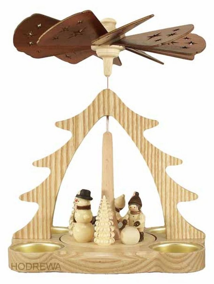 Holz- und Drechslerwaren Legler Weihnachtspyramide Tischpyramide Winterkinder mit Schneemann Höhe 22cm NEU von Holz- und Drechslerwaren Legler