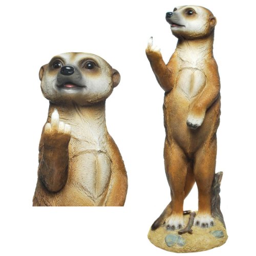 Erdmännchen (E01) Figur (Mittelfinger) Erdmännchen Figur Gartenfigur-verschiedene Modelle in meinem Shop- Wetterfest Gartenzwerg Deko Polystone von Holz und Gartentrends