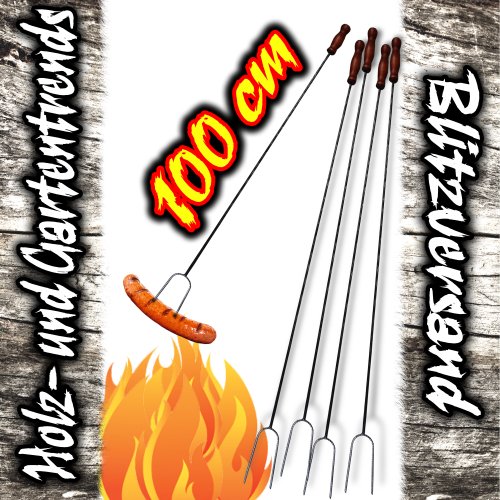Große Grillspieße-4 Stück-1,00m-Grillbesteck-Lagerfeuer-Grillfest-Grillspieß-Gartenparty!! von Holz und Gartentrends