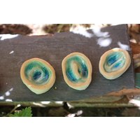Handgefertigte Mini Insektentränke Aus Keramik "Lagune" Ringhalter Bienentränke Garten Deko Grün Blau - Wasserstelle Schmuck Ablage von HolzBee