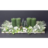 Adventsgesteck Adventskranz in Grün 40 X 20 cm von HolzBlumeKreationen