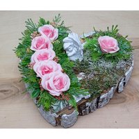 Grabgesteck Grabschmuck Grabkranz 20 X cm Allerheiligen Grabherz Mit Moos von HolzBlumeKreationen