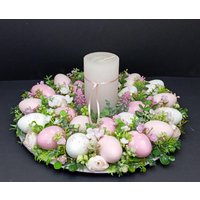 Ostergesteck Mit Kerze Grosses Tischgesteck 30 cm Kranz Frühling Osterkranz von HolzBlumeKreationen