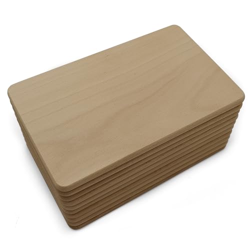 HolzFee Frühstücksbrettchen Holz groß Set 10 Stück Vesperbrettchen Küchenbrettchen Vollholz Buche (22 x 14 x 1 cm) von Holzfee