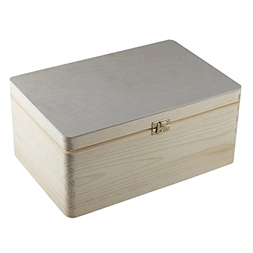 HolzFee Holzkiste 30 x 20 cm Deckel mit Verschluss Aufbewahrungsbox Holz Kiste Holzbox von HolzFee