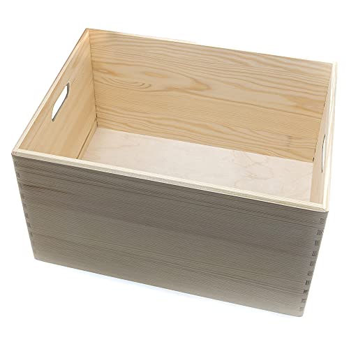 HolzFee Holzkiste 40 x 30 cm Allzweckkiste Holz Kiste Holzbox AUSWAHL-Angebot (mit Griffe/stapelbar) von HolzFee