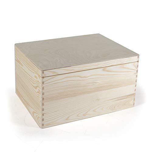 HolzFee Holzkiste 40 x 30 cm Kiste Holz mit Deckel mit und ohne Griffe Aufbewahrungsbox Allzweckkiste Holzbox Kiefer (ohne Griffe) von HolzFee