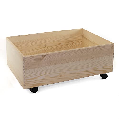 Holzfee Holzkiste 59 x 40 cm mit Rollen Unter-Bett Kiste Holz (Höhe 26 cm) von Holzfee