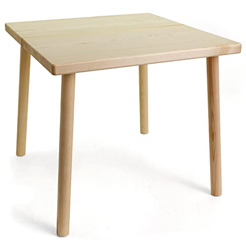 HolzFee Kindertisch Beistelltisch Massiver Tisch Platte 3 cm stark Holz Auswahl (Kiefer naturbelassen) von HolzFee