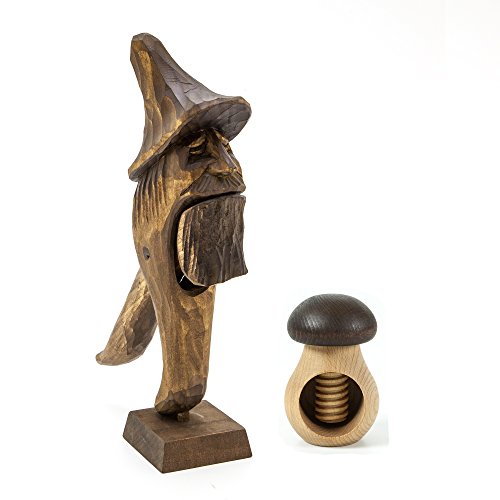 HolzFee Nussknacker Duo Set Nussknackerpilz (Pilz D + Waldmann D) von Holzfee
