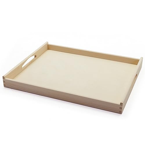 HolzFee Tablett Holz Serviertablett 50 x 40 cm, Holztablett, mit Griffen, Küchentablett Frühstückstablett, TBL 5040-Natur von Holzfee
